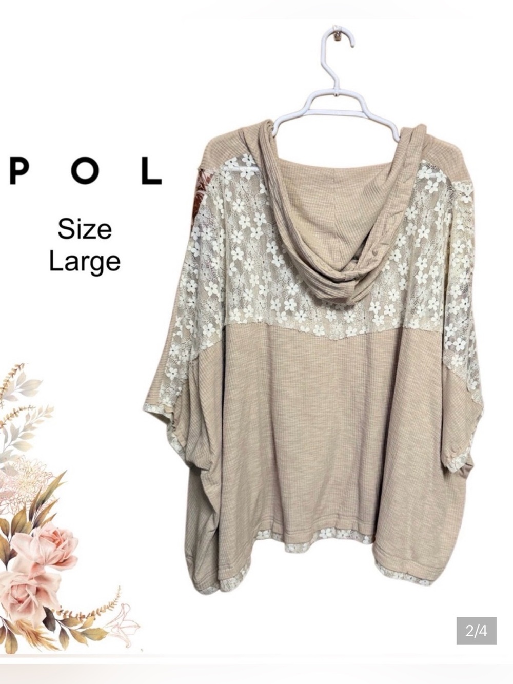 SOLD: Depop. ✨ Romantic POL Lace Peace Sign Hoodie | Boho Cottagecore Dream ✨ - Picture 4 of 6